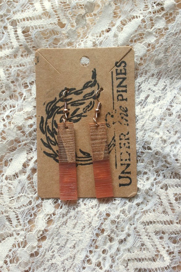 Pink & Wooden Dangling Earrings image 0