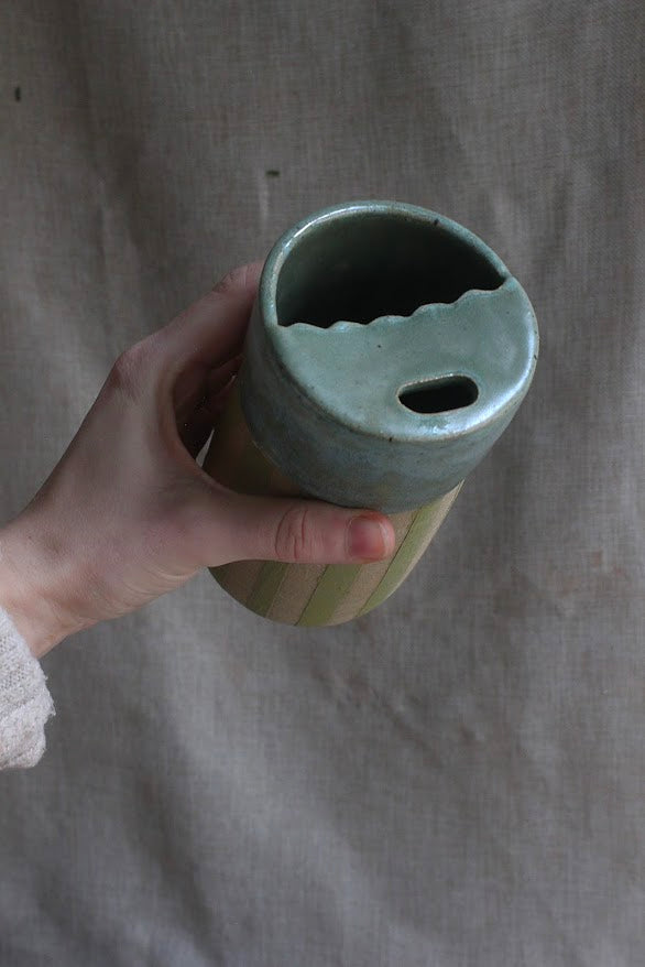 Blue & Green Striped Travel Mug image 1